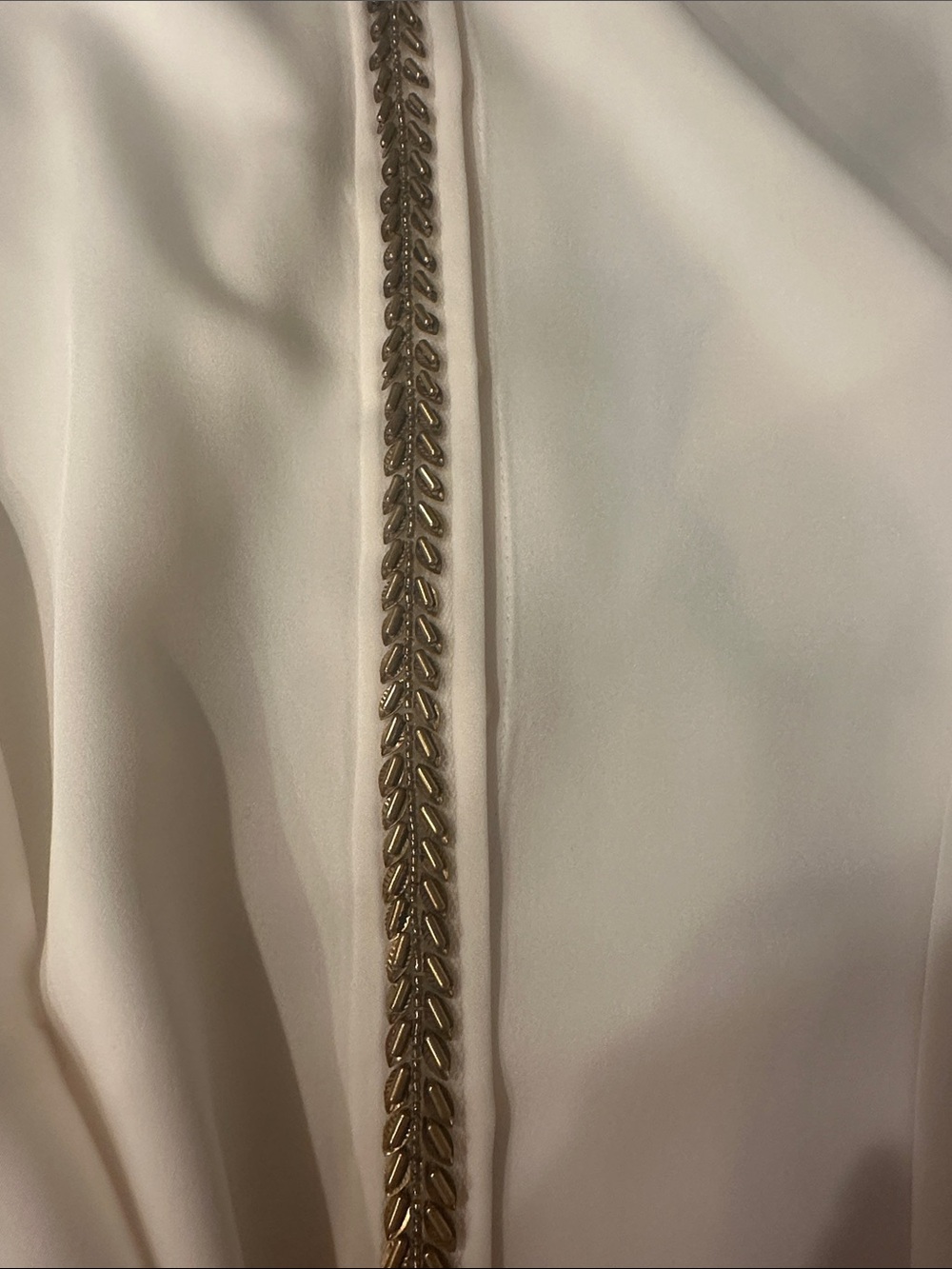 Elie Tahari Ivory Blouse with Gold Chain-Trim